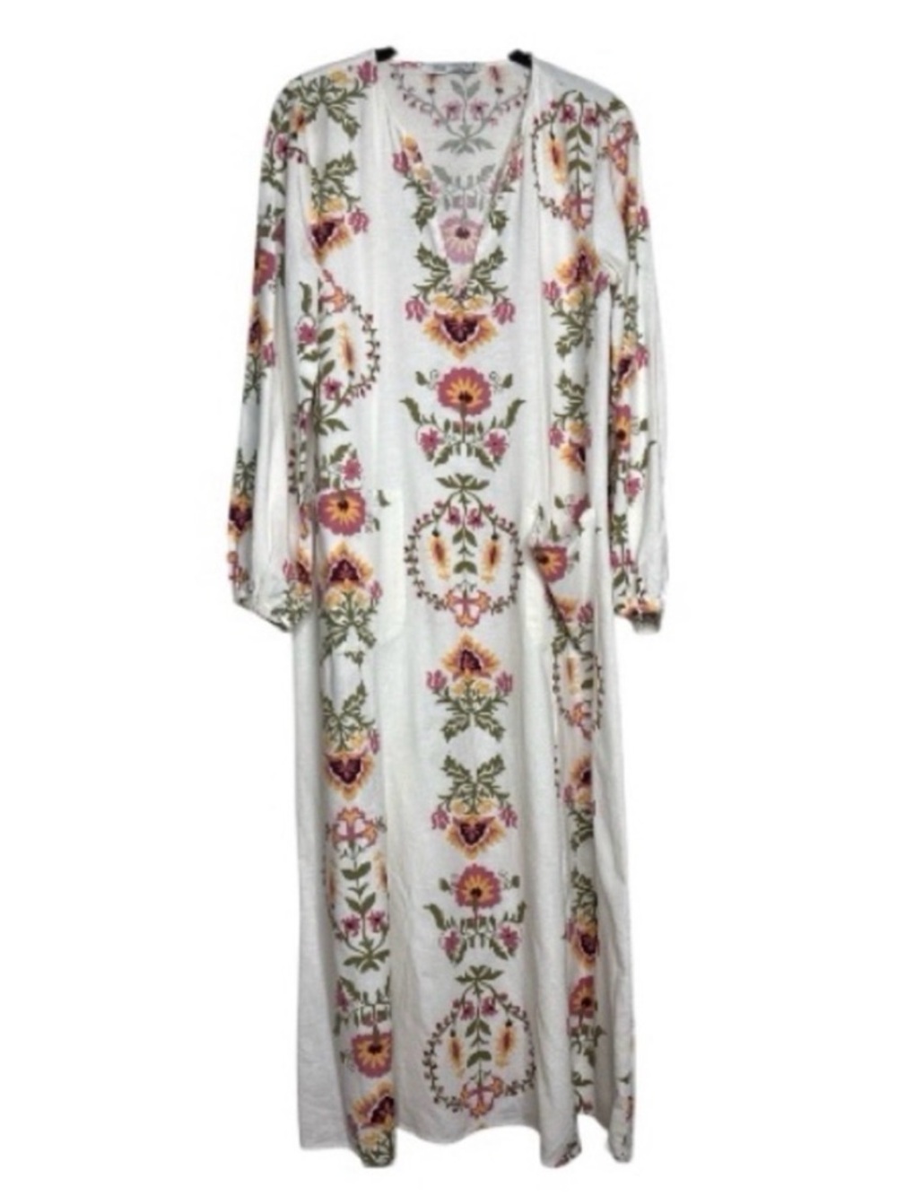 Zara Cream Floral V-Neck Maxi Dress - Picture 6 of 8